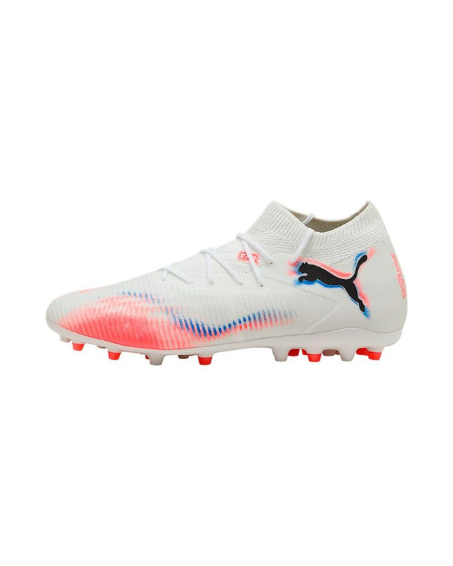 Adult Puma Future 8 Match Mg football boots for outdoor soccer, featuring a sleek black design and textured upper for grip.