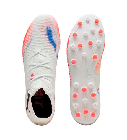 Puma Future 8 Match MG adult soccer cleats in black with textured surface and studded sole for outdoor football.
