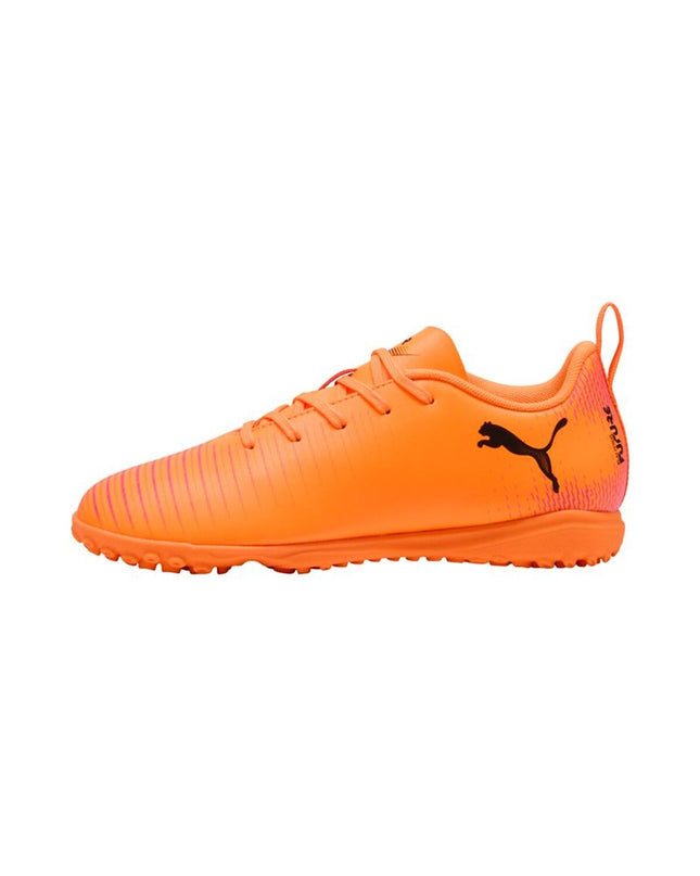 Puma Future 8 Play Tt Heat Fire football shoes for kids, sport and outdoor footwear with a vibrant heat fire design.