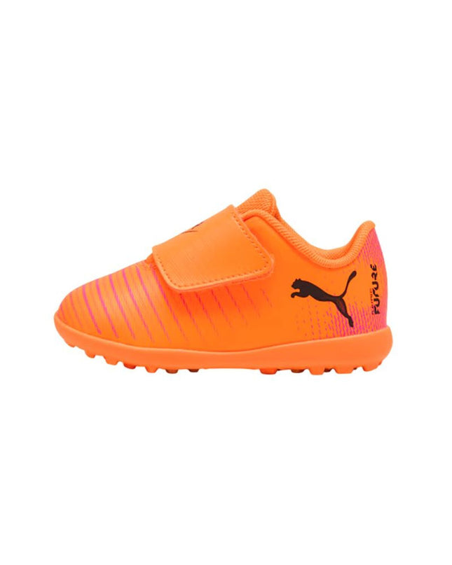 Puma Future 8 Play V Tt indoor football shoes with black and white design, featuring synthetic upper and rubber outsole for sport and outdoor use.
