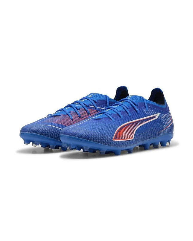 Puma Ultra 6 Pro MG adult football cleats in white, designed for outdoor soccer with lightweight, breathable upper and durable studs.