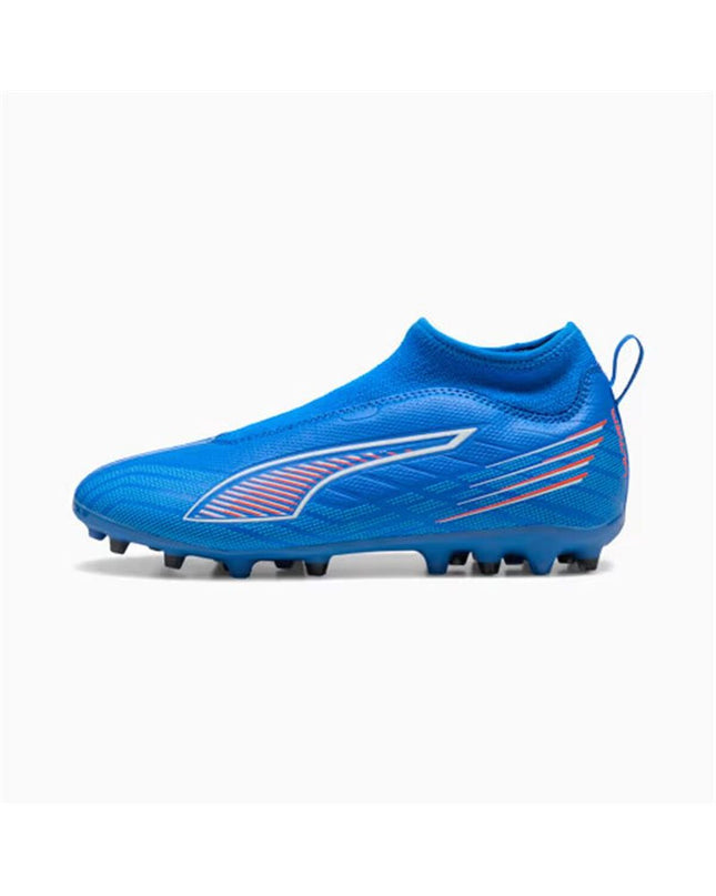 Puma Ultra 6 Match+ blue football shoes, sport outdoor footwear with cleats, designed for soccer players