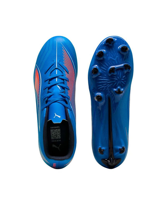 Puma Ultra 6 Play FG/AG adult soccer cleats with sleek black design, suitable for outdoor and indoor football games.