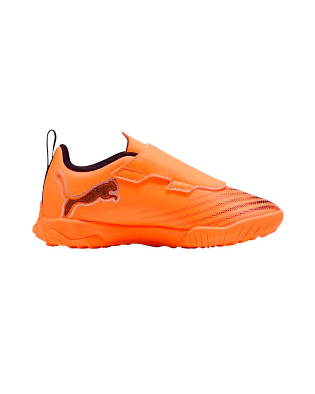 Puma Ultra 6 Play V TT Heat Fire football cleats for sport and outdoor soccer, featuring red and black design.