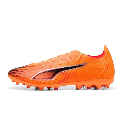Puma Ultra 6 Match MG adult football cleats for outdoor soccer, black with white accents, designed for optimal grip and performance