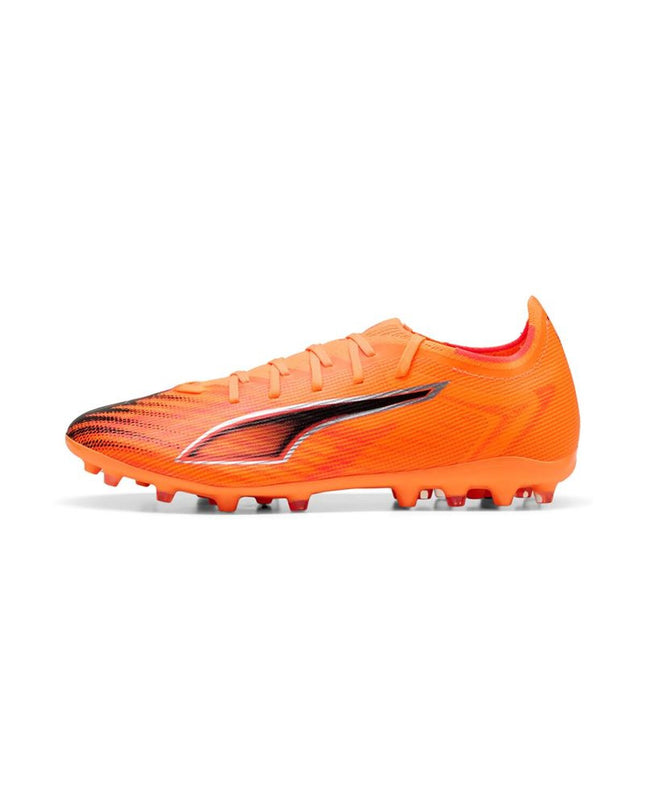 Puma Ultra 6 Match MG adult football cleats for outdoor soccer, black with white accents, designed for optimal grip and performance