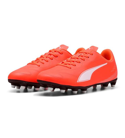 Puma Vitoria II FG/AG adult soccer cleats with black and white design, suitable for outdoor and indoor football matches.