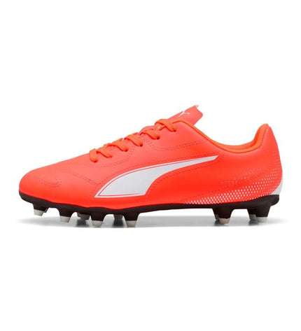 Puma Vitoria II FG/AG soccer cleats for kids, black and blue sport shoes with textured upper and studded outsole for outdoor play.