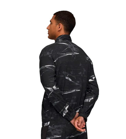 Puma men's sport jacket from the Run Velocity AOP collection, lightweight outdoor sportswear with bold print design.