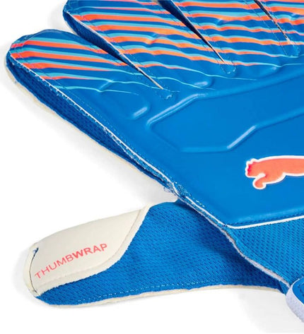 Blue Puma Ultra Play RC goalkeeper gloves for adults, designed for soccer and outdoor sports.