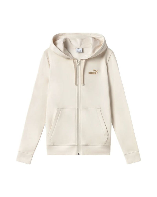 Light brown Puma women's sport jacket for outdoor activities, featuring sporty design and comfortable fit.