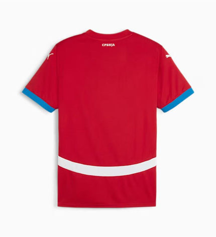 Puma Serbia 2024 men's short-sleeve football T-shirt, sport and outdoor, with team logo and breathable fabric.