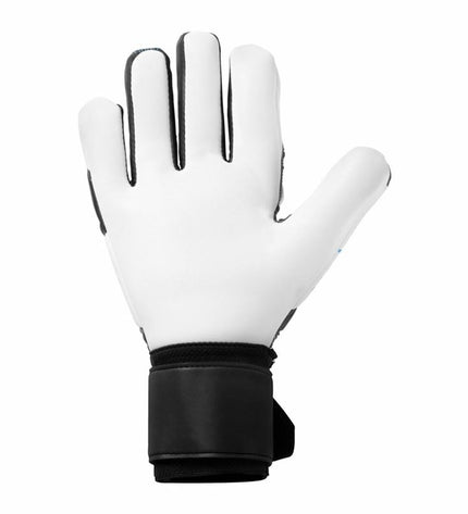 Blue Uhlsport Keeperhandschoenen for adults, designed for soccer goalkeeping, with soft padding and durable grip.