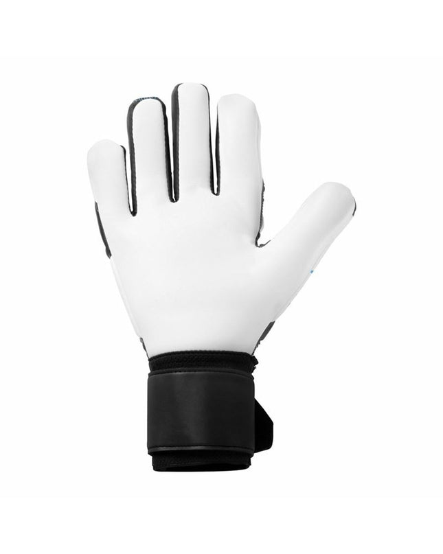 Blue Uhlsport Keeperhandschoenen for adults, designed for soccer goalkeeping, with soft padding and durable grip.