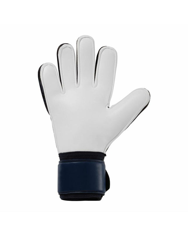 Blue Uhlsport Prediction Soft goalkeeper gloves for adults, designed for football and outdoor sports.