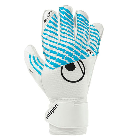 Uhlsport Keeperhandschoenen FM Cybertec Soft Pro water-resistant goalkeeper gloves for adults, designed for football and outdoor sports.