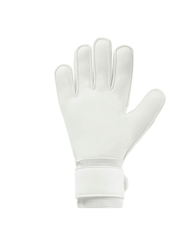 Adult Uhlsport Keeperhandschoenen FM Cybertec Soft Pro for water-resistant soccer goalkeeping, suitable for outdoor sports.