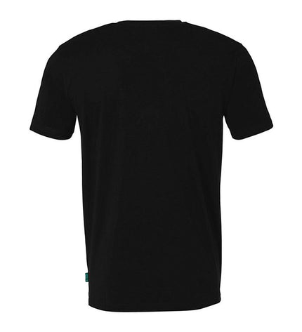 Black Uhlsport men's football T-shirt with short sleeves, designed for sport and outdoor activities.