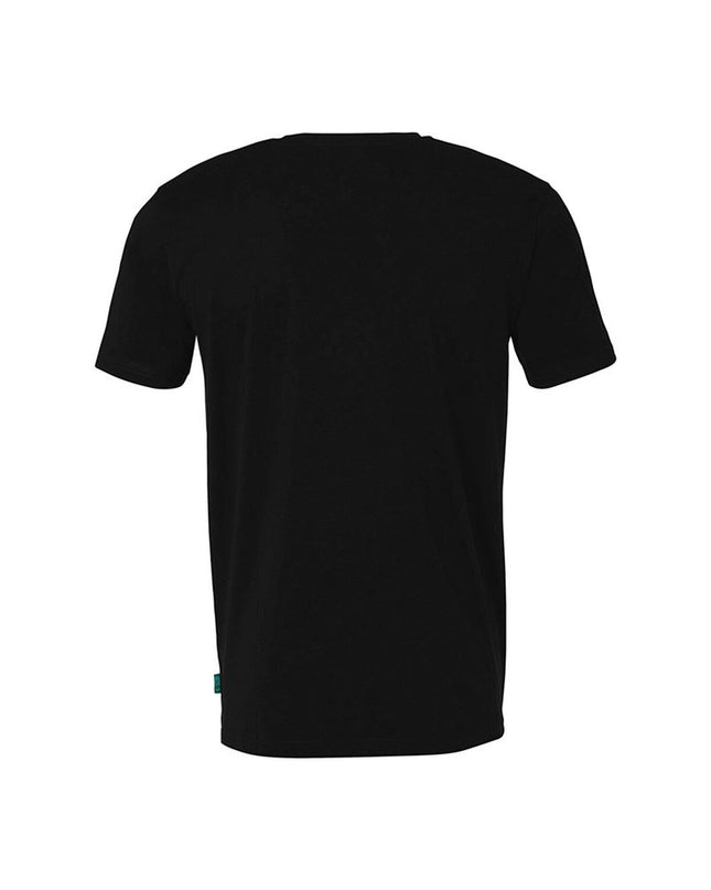 Black Uhlsport men's football T-shirt with short sleeves, designed for sport and outdoor activities.