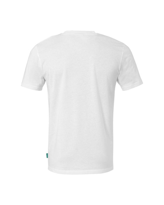 White Uhlsport Essential Promo men's football T-shirt with short sleeves, sport and outdoor activewear for soccer.