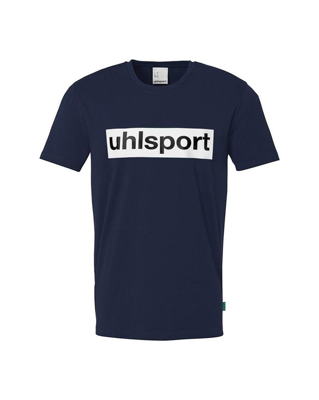 Men's Uhlsport Essential Promo short-sleeve football T-shirt, sporty design, suitable for outdoor soccer and training.