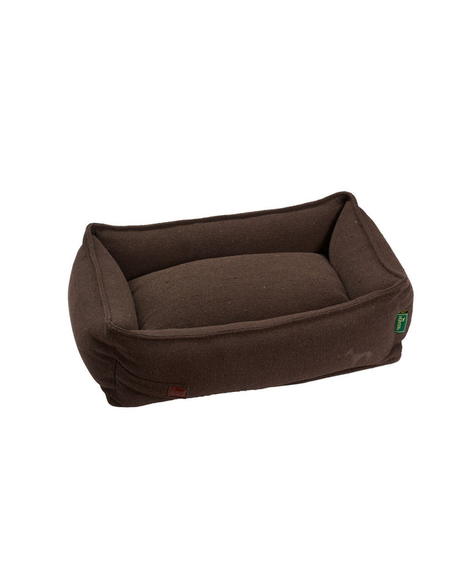 Hunter Belluno dog bed in brown, 80x60 cm, with plush fabric and padded sides, ideal for comfort and rest for medium-sized dogs.