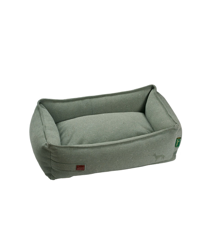 Hunter Belluno Groen hondenbed in 80x60 cm with plush fabric and raised edges, perfect for small and medium dogs.