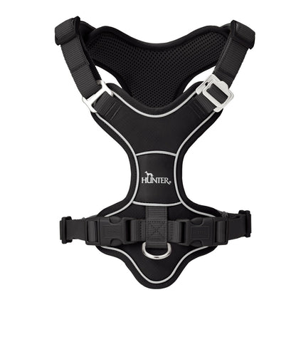 Hunter DIVO UP black dog harness for medium-sized dogs, featuring adjustable straps and durable material.