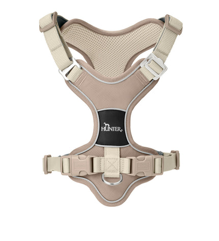 Hunter DIVO UP beige dog harness, size L, with padded straps and adjustable buckle for comfortable fit.