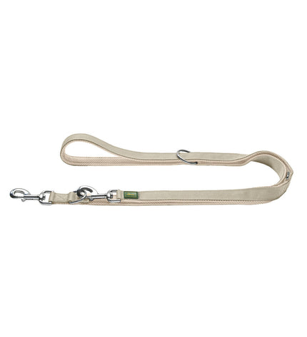 Hunter DIVO UP beige dog leash, 2 x 200 cm, durable nylon with metal clip, designed for secure walking and training of dogs.