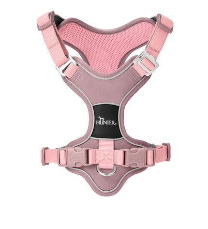 Pink Hunter DIVO UP dog harness for small/medium dogs, adjustable pet harness with secure buckle and breathable material.