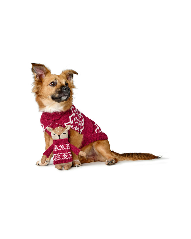 Hunter Birka brown polyester dog plush toy with deer design, soft and durable for dogs to cuddle and chew.