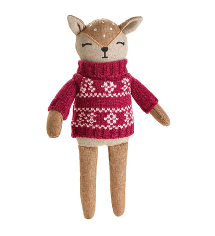 Hunter Birka brown polyester dog plush toy shaped like a deer, designed for dogs to chew and play with.