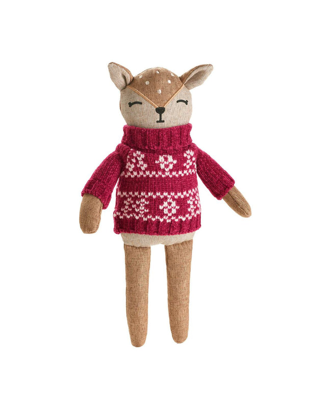 Hunter Birka brown polyester dog plush toy shaped like a deer, designed for dogs to chew and play with.