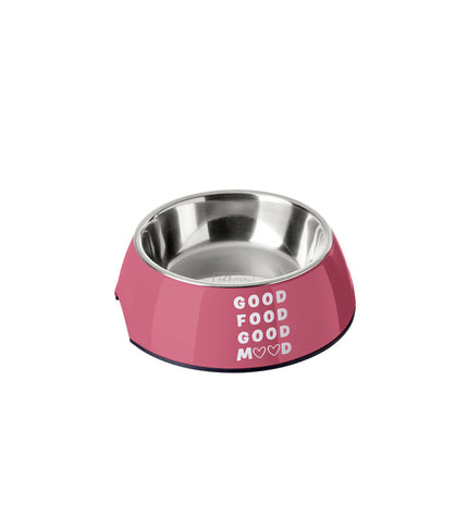 Hunter Chester pink 350 ml dog food bowl, durable plastic dog feeding dish for pets, with a wide rim and non-slip base.