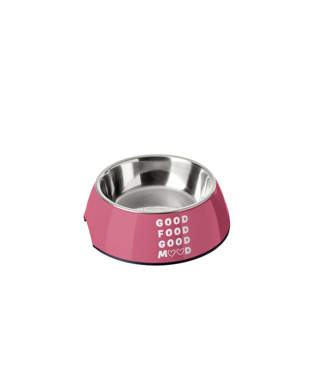 Pink Hunter Chester dog food bowl with 700 ml capacity, made for feeding dogs, shown with a close-up of the bowl.