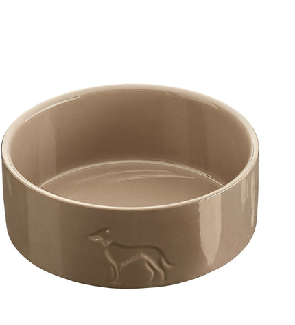 Hunter OSBY beige ceramic dog food bowl with 1.9L capacity, featuring a smooth, rounded design for feeding dogs.