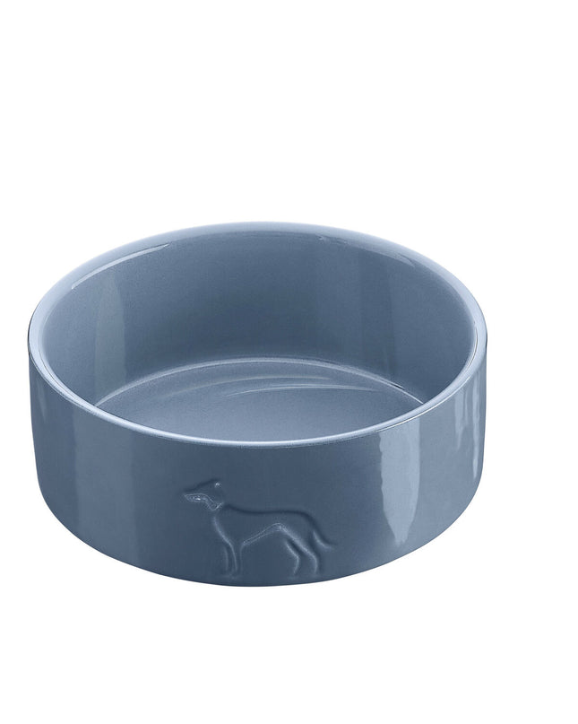 Blue ceramic dog feeder bowl by Hunter, 350 ml capacity, designed for feeding dogs, with a smooth, durable finish.