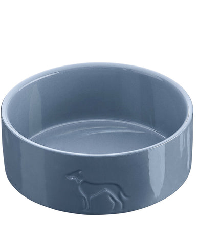 Blue ceramic dog food bowl by Hunter, 550 ml capacity, durable and stylish for feeding dogs.