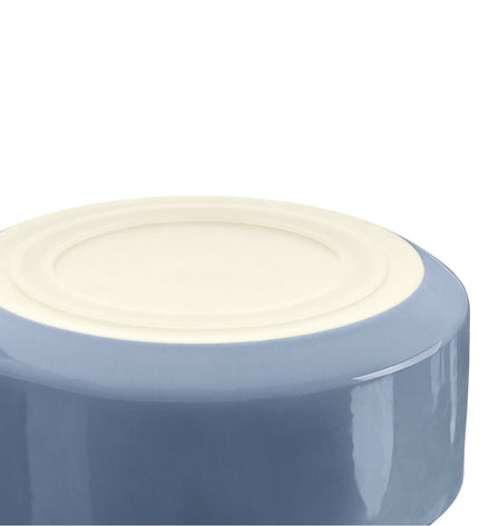 Blue ceramic dog food bowl by Hunter OSBY, 1.1L capacity, designed for dogs, with a smooth, durable ceramic finish.