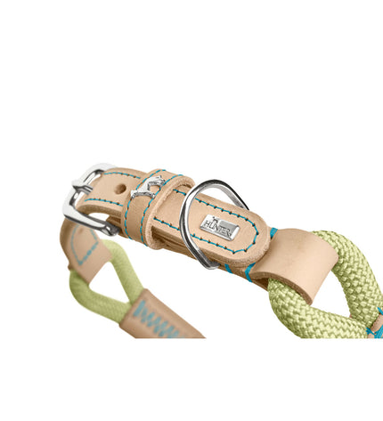 Hunter MALIA green dog collar for medium/large dogs, adjustable 45-54 cm, made for comfortable pet wear.