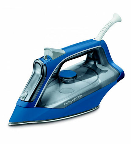 Rowenta 2400W steam iron with ergonomic handle and adjustable temperature control, ready for home ironing or steaming clothes.