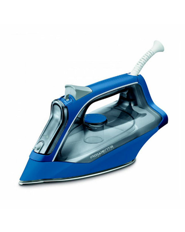Rowenta 2400W steam iron with ergonomic handle and adjustable temperature control, ready for home ironing or steaming clothes.
