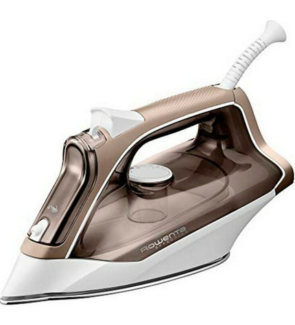 Rowenta DX1635 steam iron with 2400W power and 120 g/min steam output, shown with a sleek design and control dial.