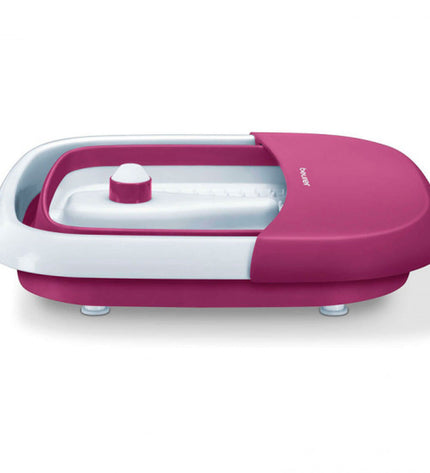 Beurer FB30 hydromassage device in pink, 60W for health and wellness, showing the compact design and control panel.