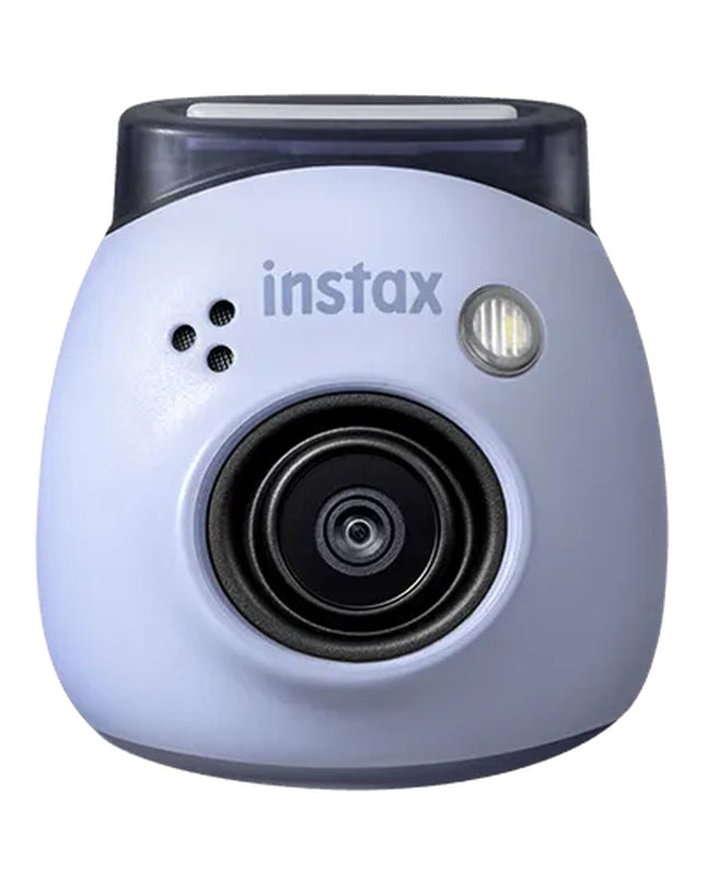 Fujifilm Instax Pal digital camera in black, compact electronic device for instant photography, with lens and control buttons visible.