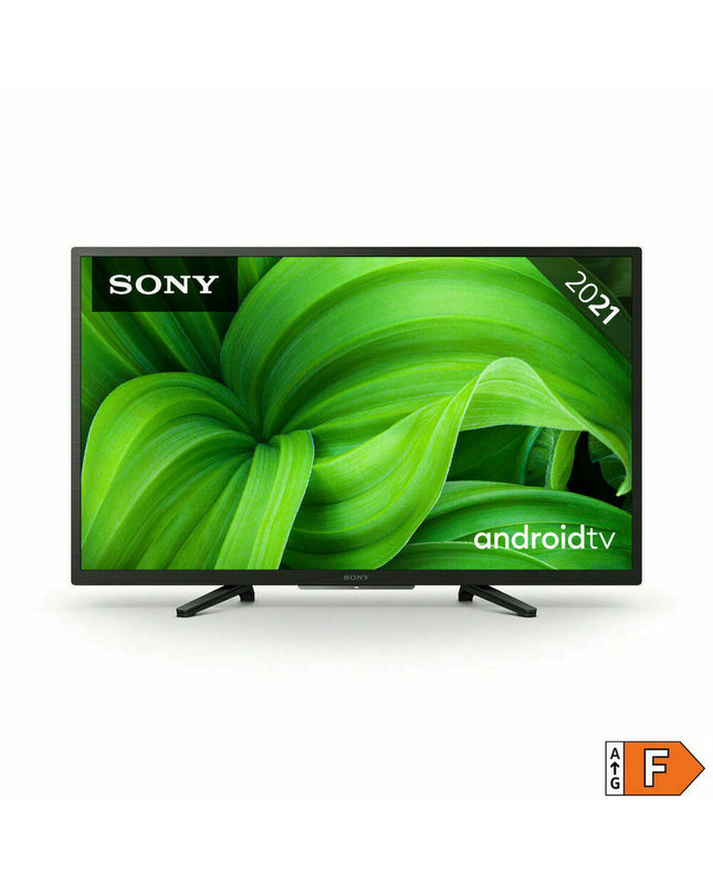 Sony KD32W800P1AEP 32-inch HD LED Smart TV with WiFi, featuring a sleek black frame and screen displaying a vibrant home entertainment scene.