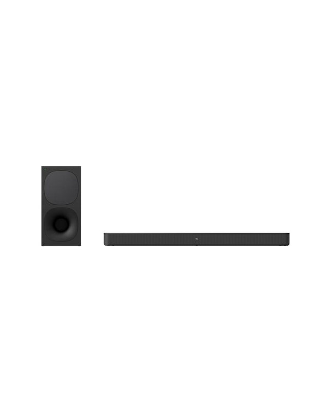 Black Sony HT-S400 soundbar with 330W power, sleek design, and audio controls visible in the image for enhanced home entertainment.