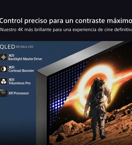 Sony K85XR90PAEP 85-inch 4K Ultra HD QLED Smart TV displaying vibrant colorful images in a modern living room setting.