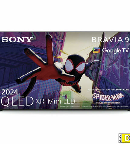 Sony K75XR90 75-inch 4K Ultra HD QLED Smart TV showing vibrant screen and slim modern design in a living room setting.